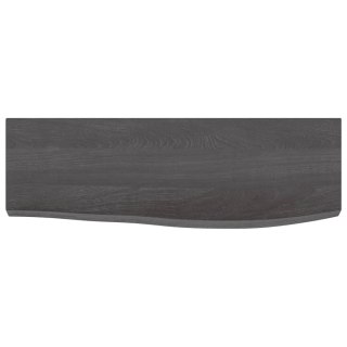 Półka, ciemnobrązowa, 60x20x4 cm, wykończone lite drewno dębowe