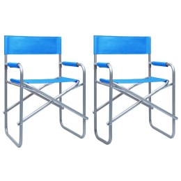 Krzesła reżyserskie, 2 szt., stalowe, niebieskie