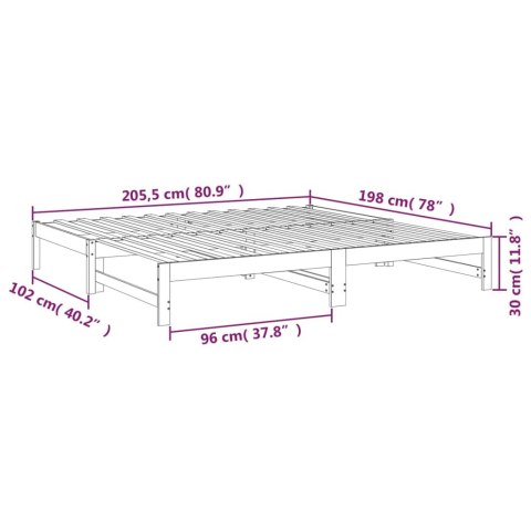 Łóżko rozsuwane, białe, 2x(100x200) cm, lite drewno sosnowe