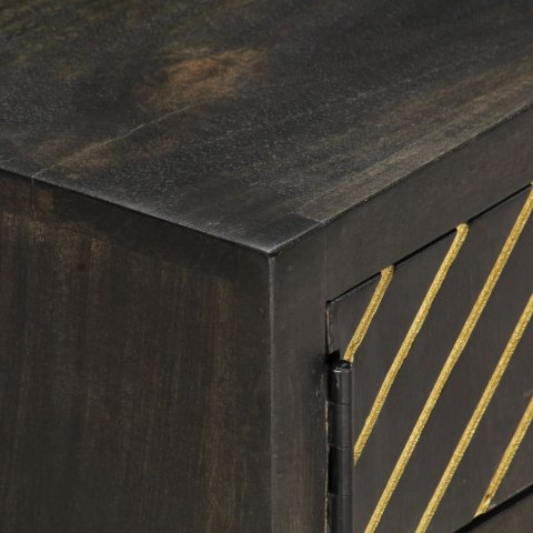 Stolik kawowy, czarno-złoty, 90x50x35 cm, lite drewno mango