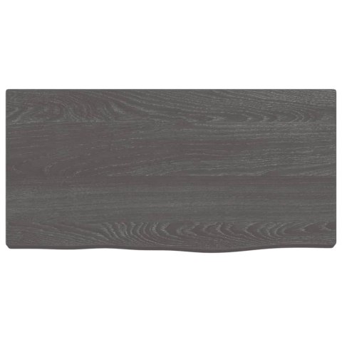 Półka, ciemnobrązowa, 40x20x2 cm, wykończone lite drewno dębowe