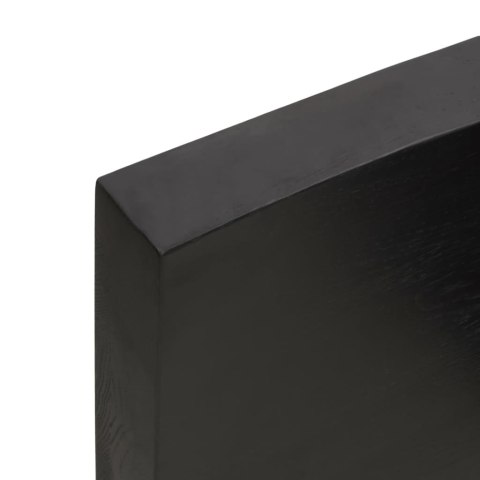Półka, ciemnobrązowa, 80x20x6 cm, wykończone lite drewno dębowe
