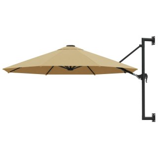 Parasol ścienny na metalowym słupku, 300 cm, kolor taupe