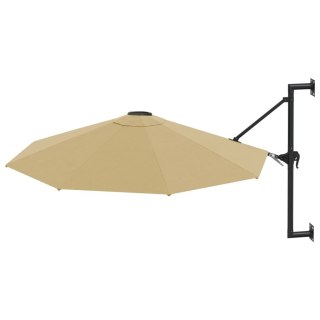 Parasol ścienny na metalowym słupku, 300 cm, kolor taupe