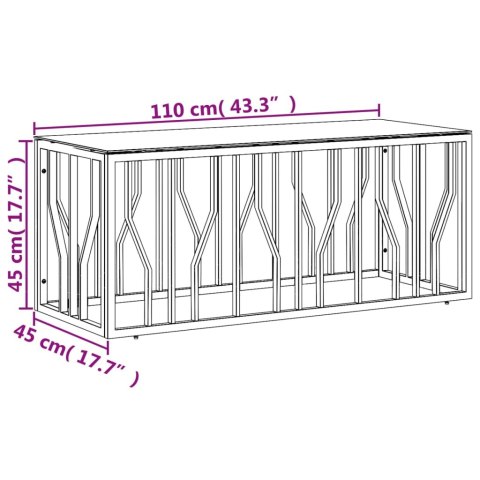 Stolik kawowy, złoty, 110x45x45 cm, stal nierdzewna i szkło