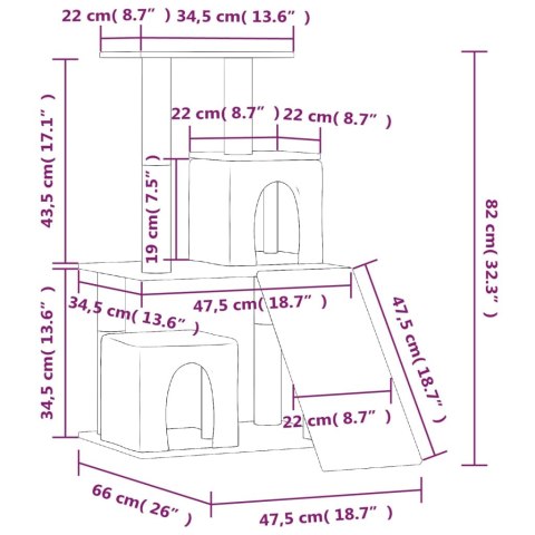 Drapak dla kota z sizalowymi słupkami, ciemnoszary, 82 cm