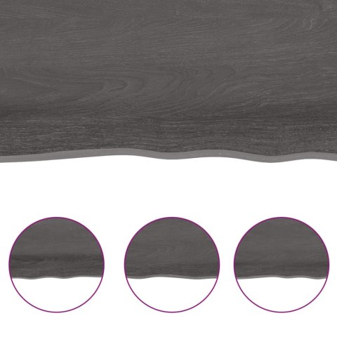 Półka, ciemnobrązowa, 80x10x2 cm, wykończone lite drewno dębowe