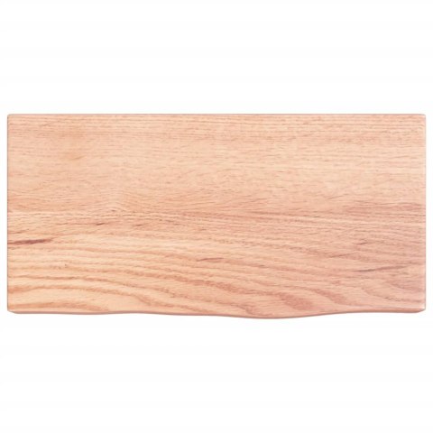 Półka, jasnobrązowa, 40x20x6 cm, lakierowane lite drewno dębowe