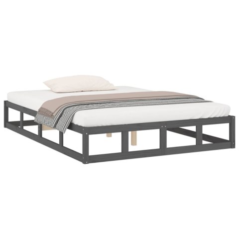 Rama łóżka, szara, 120 x 200 cm, lite drewno