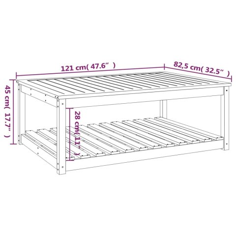 Stolik ogrodowy, 121x82,5x45 cm, lite drewno sosnowe