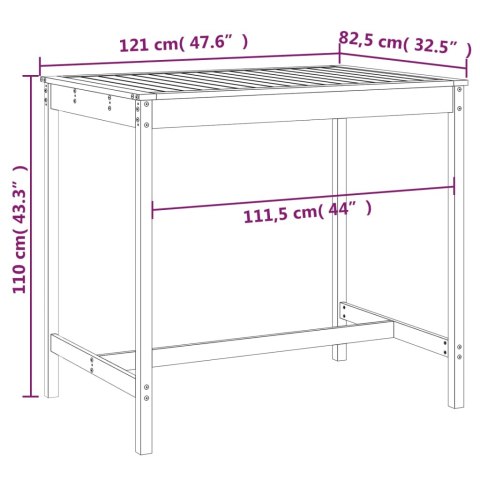 Stolik ogrodowy, czarny, 121x82,5x110 cm, lite drewno sosnowe