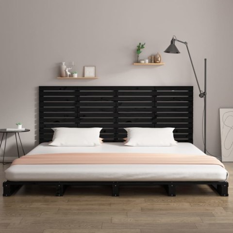 Wezgłowie łóżka, czarne, 166x3x91,5 cm, lite drewno sosnowe