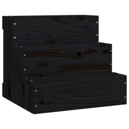 Schody dla zwierząt, czarny, 40x37,5x35 cm, lite drewno sosnowe