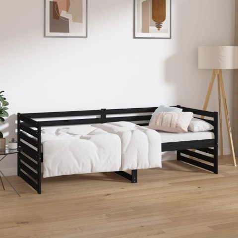 Łóżko dzienne, czarne, 80x200 cm, lite drewno sosnowe