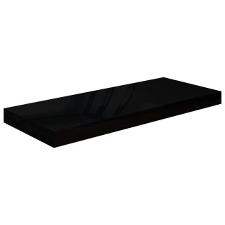 Półka ścienna, wysoki połysk, czarna, 60x23,5x3,8 cm, MDF