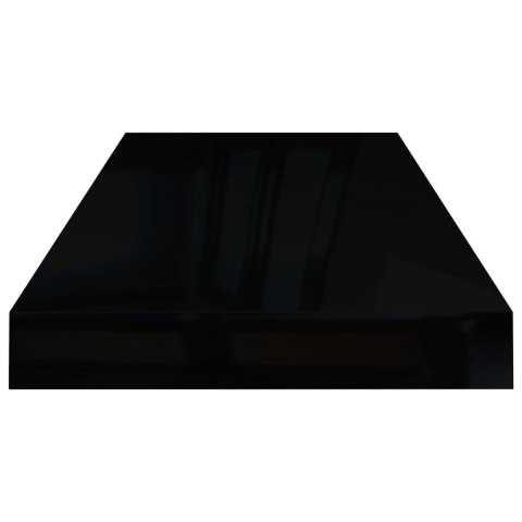 Półka ścienna, wysoki połysk, czarna, 60x23,5x3,8 cm, MDF