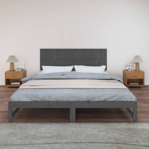 Wezgłowie łóżka, szare, 185x3x60 cm, lite drewno sosnowe