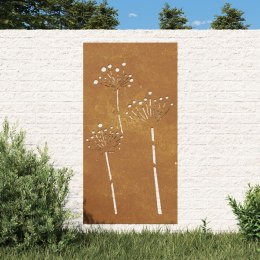 Ogrodowa dekoracja ścienna, 105x55 cm, stal kortenowska, kwiaty