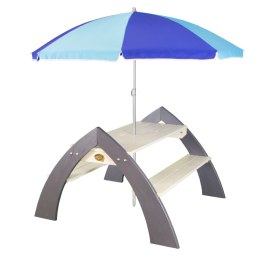 AXI Stolik piknikowy Kylo dla dzieci, z parasolem, XL, biało-szary