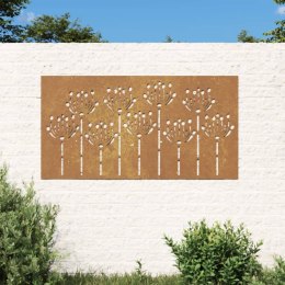 Ogrodowa dekoracja ścienna, 105x55 cm, stal kortenowska, kwiaty