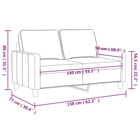 Sofa 2-osobowa, jasnożółta, 140 cm, tapicerowana tkaniną