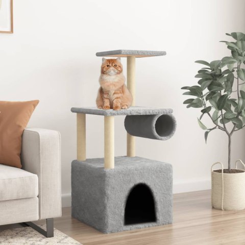 Drapak dla kota, z sizalowymi słupkami, jasnoszary, 109,5 cm