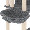 Drapak dla kota z sizalowymi słupkami, ciemnoszary, 191 cm