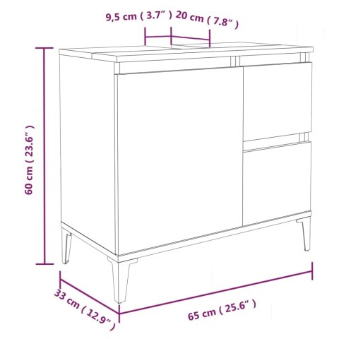 Szafka łazienkowa, biała, 65x33x60 cm, materiał drewnopochodny