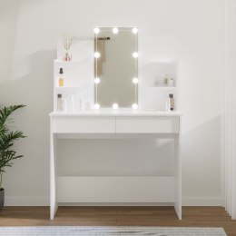Toaletka z lampkami LED, biała, 96x40x142 cm