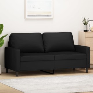 Sofa 2-osobowa, czarna, 140 cm, tapicerowana aksamitem