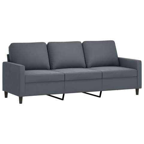 Sofa 3-osobowa, ciemnoszara, 180 cm, obita aksamitem