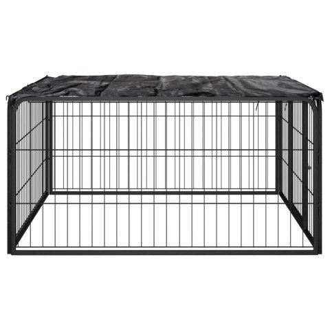 Kojec dla psa, 4 panele, czarny, 100x50 cm, stalowy