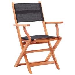 Składane krzesła ogrodowe 6 szt. czarne, eukaliptus i textilene