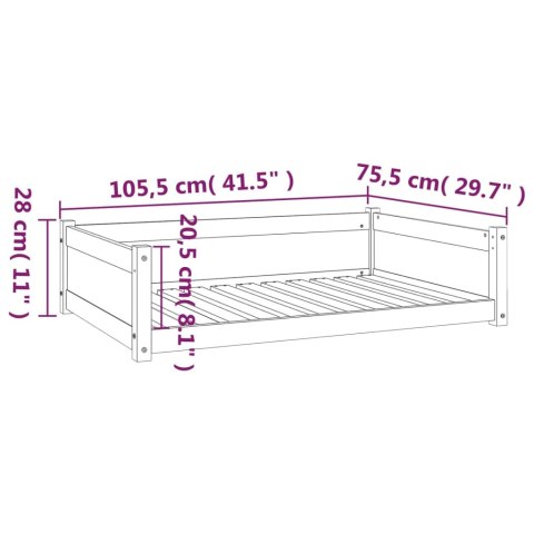 Legowisko dla psa, czarne, 105,5x75,5x28 cm, drewno sosnowe