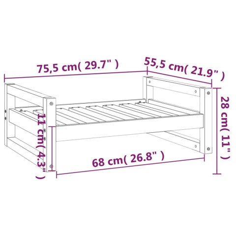 Legowisko dla psa, szare, 75,5x55,5x28 cm, lite drewno sosnowe