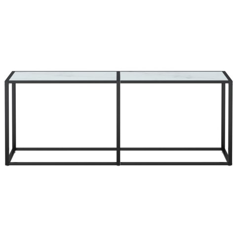 Konsola, biały marmur, 200x35x75,5 cm, szkło hartowane