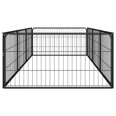 Kojec dla psa, 8 panele, czarny, 100x50 cm, stal