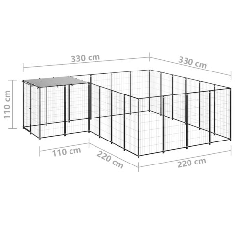 Kojec dla psa, czarny, 8,47 m², stalowy