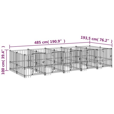 Kojec zewnętrzny dla psa, stalowy, 9,38 m²