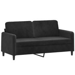 Sofa 2-osobowa, czarna, 140 cm, tapicerowana aksamitem