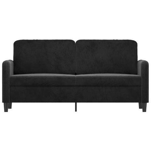 Sofa 2-osobowa, czarna, 140 cm, tapicerowana aksamitem