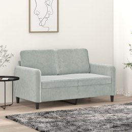 Sofa 2-osobowa, jasnoszara, 120 cm, tapicerowana aksamitem