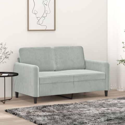 Sofa 2-osobowa, jasnoszara, 120 cm, tapicerowana aksamitem