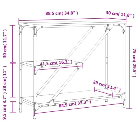 Stolik konsolowy, dąb sonoma, 88,5x30x75 cm