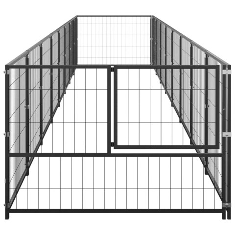 Kojec dla psa, czarny, 8 m², stalowy