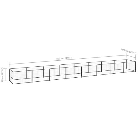 Kojec dla psa, czarny, 8 m², stalowy