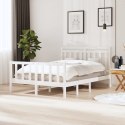 Rama łóżka, biała, 135x190 cm, lite drewno
