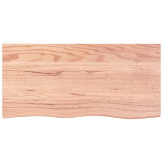 Półka, jasnobrązowa, 100x50x2cm, lakierowane lite drewno dębowe