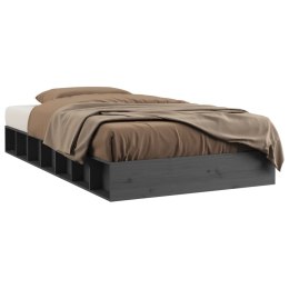 Rama łóżka, szara, 135x190 cm, lite drewno