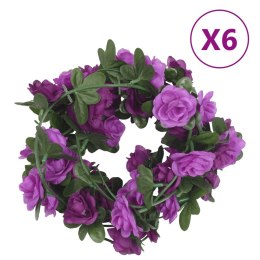 Sztuczne girlandy kwiatowe, 6 szt., jasny fiolet, 240 cm